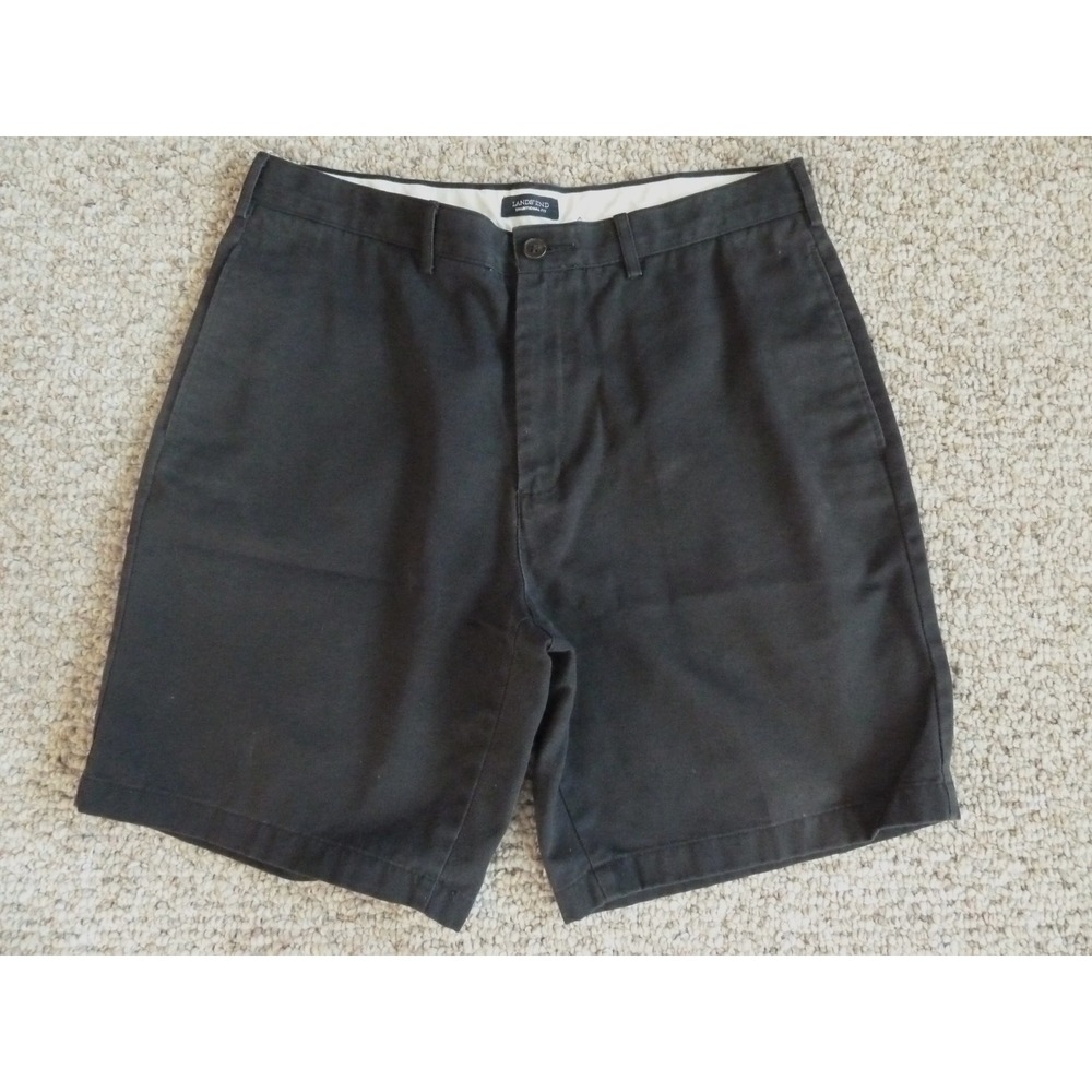 Men's LANDS' END Shorts Sz 35 Flat Front Traditional Fit 8 1/2" Inseam Navy